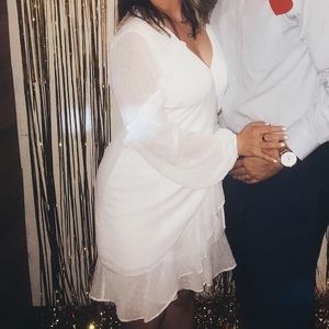 Gianni Bini White ruffle wrap-around dress